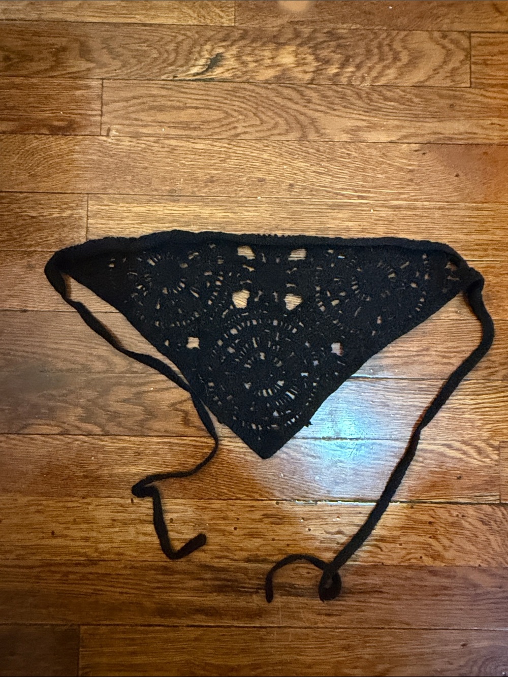 Black Crochet Triangle Scarf Wrap
